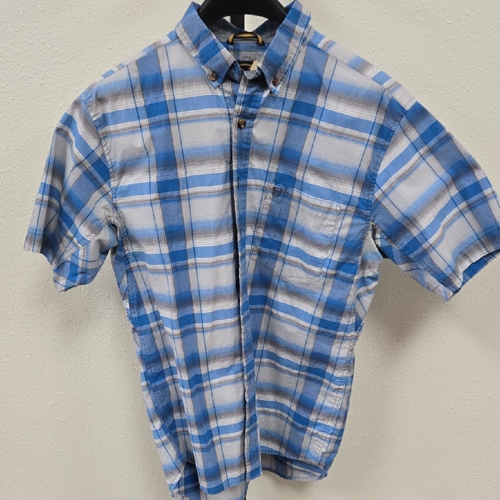 Men's Blue Plaid Casual Button Down Shirt